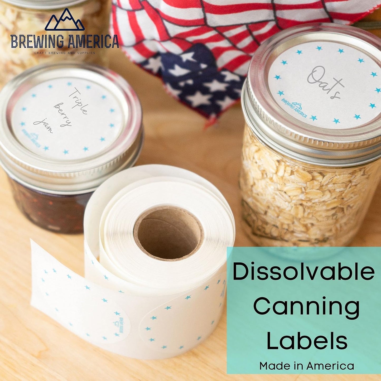 Dissolvable Food Labels for Canning, Pantry, Food Containers, and Mason Jar Food Prep Storage and Organization - Made in USA - Completely Washes Away -250 Labels - 2 Inch round - Mason Jar Labels