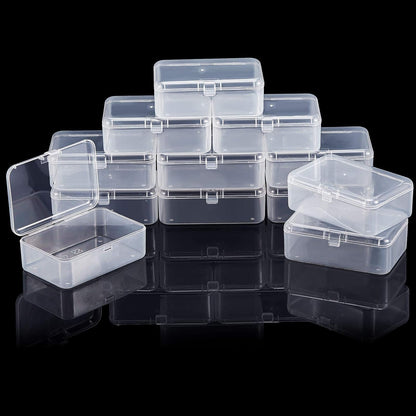 12 Pack Clear Plastic Beads Storage Containers Box with Hinged Lid for Beads and More (1.38 X 1.38 X 0.71 Inch)