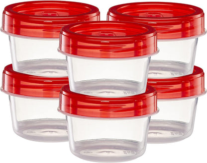 (32 Ounce 10 Pack) Twist Cap Containers Clear Bottom with Red Top Screw on Lids Twist Top Food Storage Freezer Containers