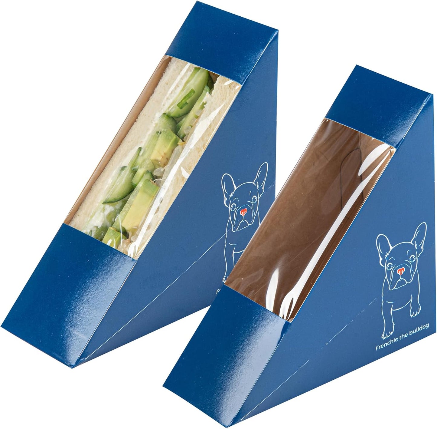 Large Sandwich Wedge Box Sandwich Take Out Box - 4.8" X 3.2" Triangle Sandwich Box with Window - Brown - 25Ct Box