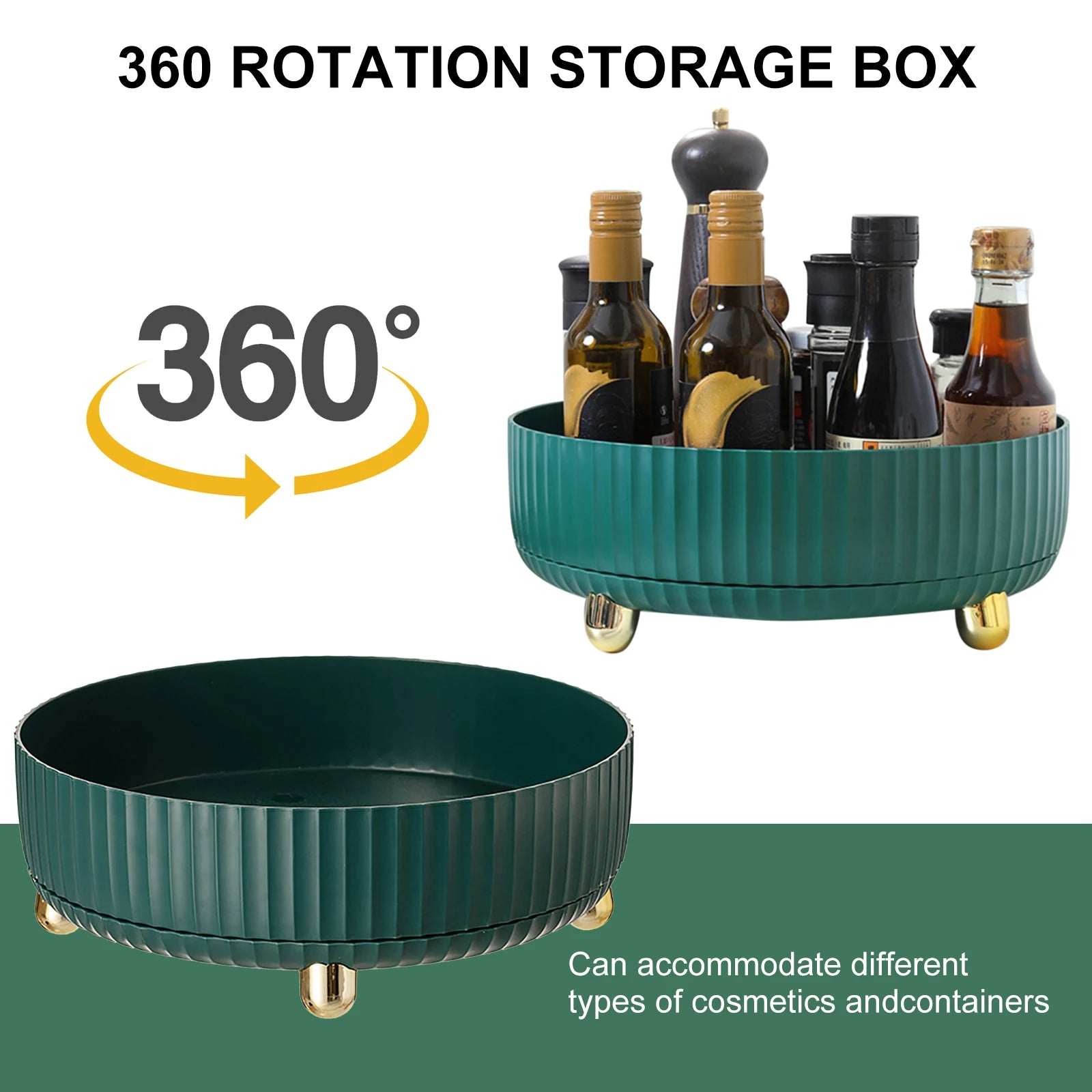 NEW 360 Rotation Non-Skid Spice Rack Pantry Cabinet Turntable with Wide Base Storage Bin Rotating Organizer for Kitchen Bathroom