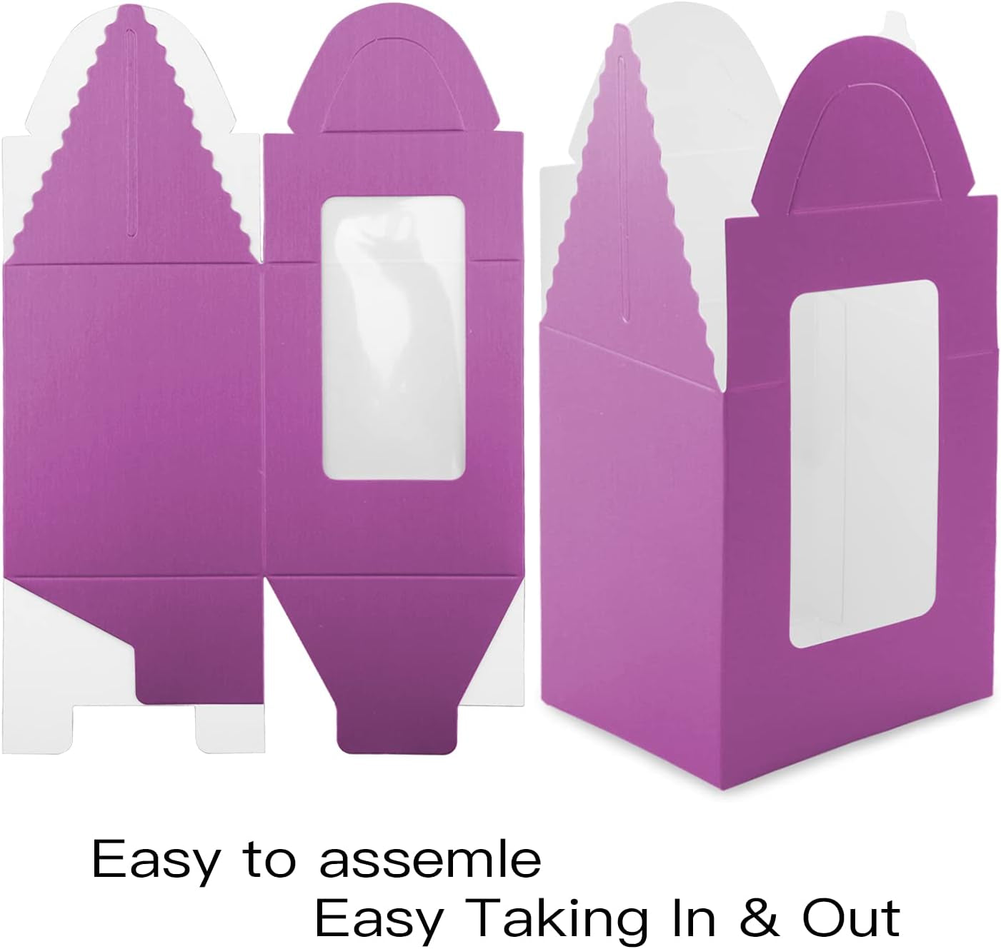 Cupcake Boxes,50 Pack Cupcake Boxes Individual Single Cupcake Boxes Individual Cupcake Boxes,Clear Window Inserts Handle Cupcake Muffins Cupcake Carriers Pastry Containers (Purple)