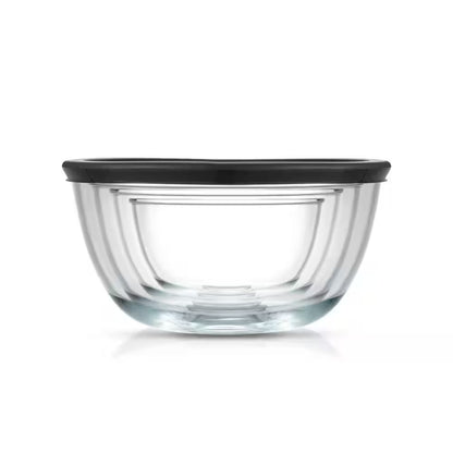 Joyful 4 Piece Glass Black Mixing Bowls Set with Airtight Lids