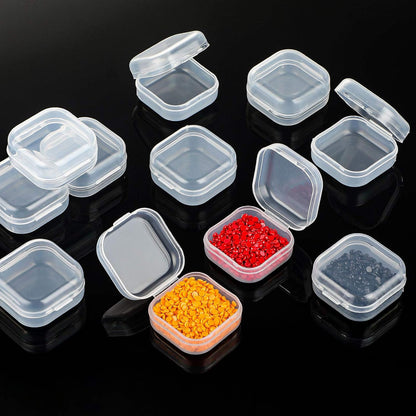 12 Pack Clear Plastic Beads Storage Containers Box with Hinged Lid for Beads and More (1.38 X 1.38 X 0.71 Inch)