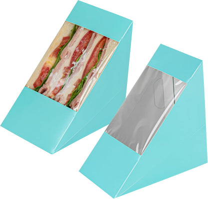 Large Sandwich Wedge Box Sandwich Take Out Box - 4.8" X 3.2" Triangle Sandwich Box with Window - Brown - 25Ct Box