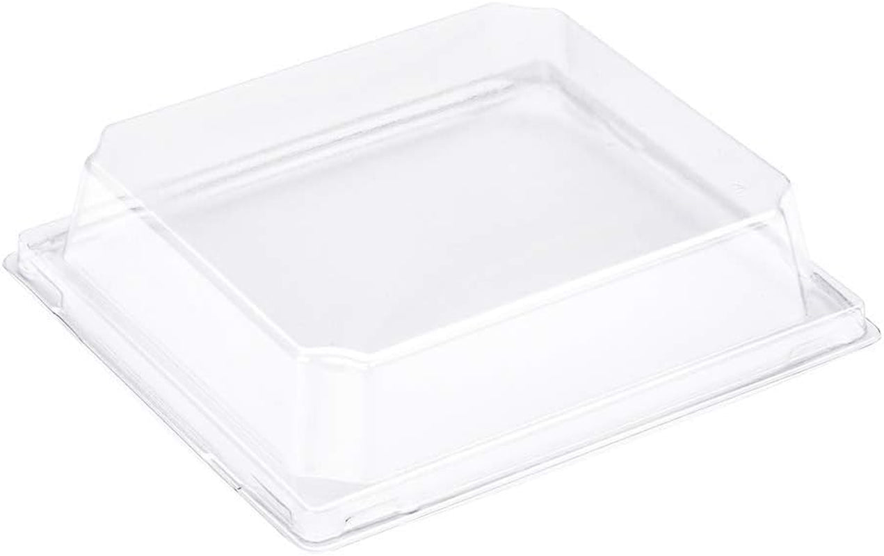 LIDS ONLY: Matsuri Vision 5.5 X 5 X 1.6 Inch Lids for Large Containers 100 Airtight Lids - Containers Sold Separately Raised Design Clear Plastic Lids for Sushi Boxes