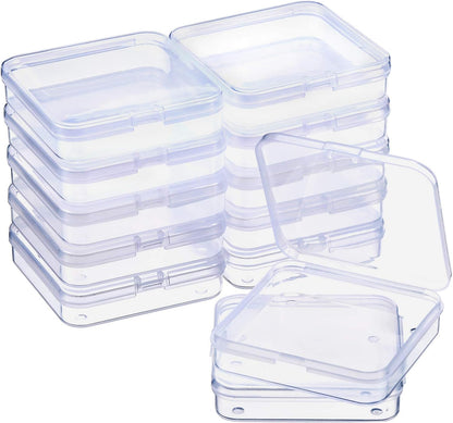 12 Pack Clear Plastic Beads Storage Containers Box with Hinged Lid for Beads and More (1.38 X 1.38 X 0.71 Inch)