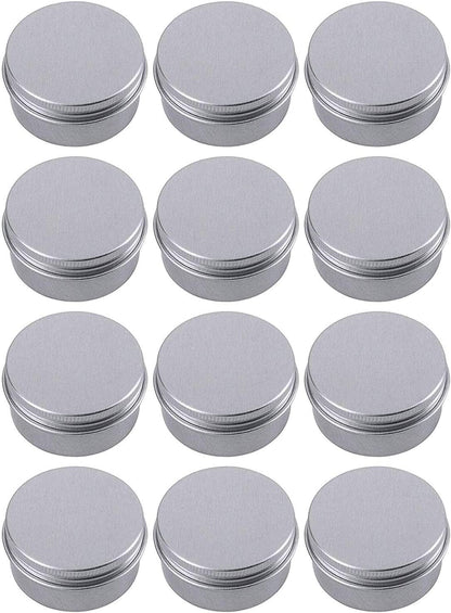 1 Ounce Aluminum Tin Jar Refillable Containers 30Ml Aluminum Screw Lid round Tin Container Bottle for Cosmetic,Lip Balm, Cream, 12 Pack.