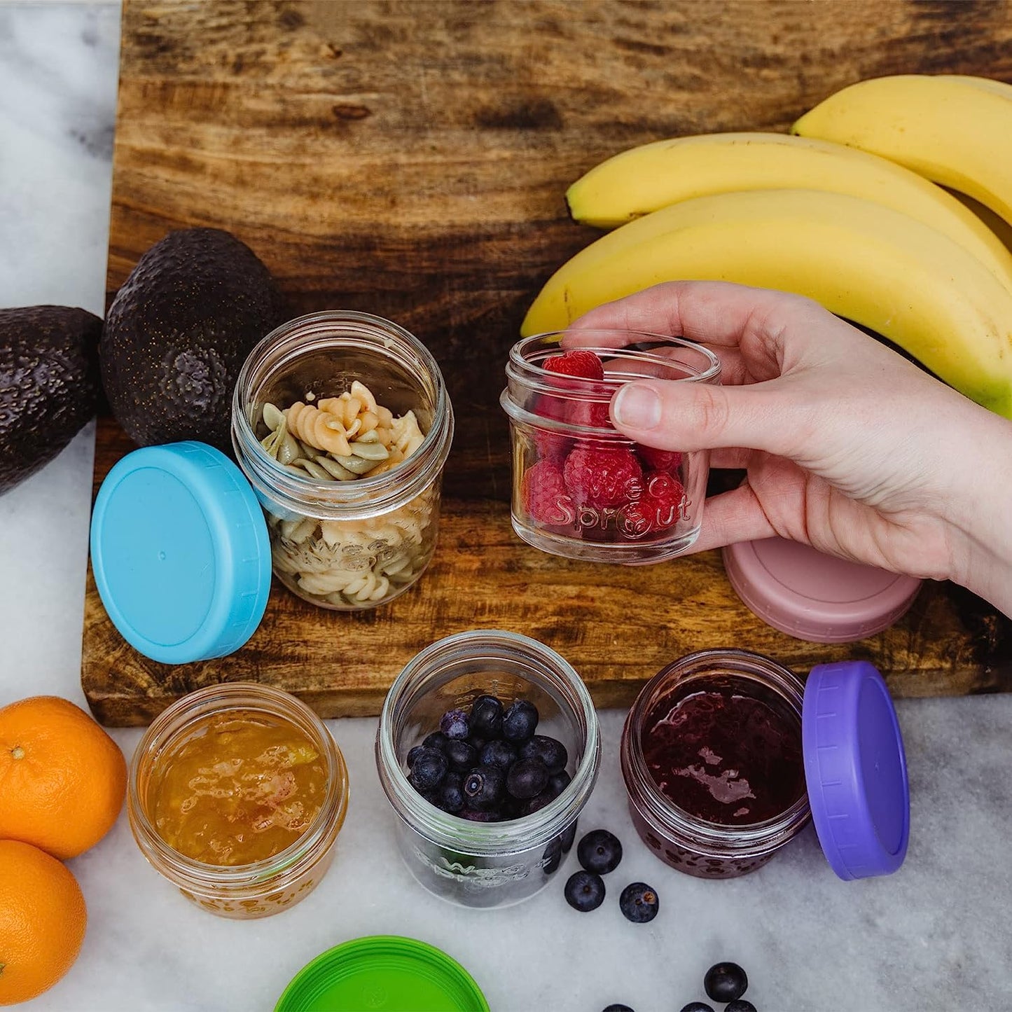 Glass Baby Food Storage Jars W/Lids (4 Oz, 12 Pack Set) Snack, Puree, Reusable Small Containers, Breast Milk, Fridge or Freezer, Microwave & Dishwasher Safe, Essential Must Have for Infants