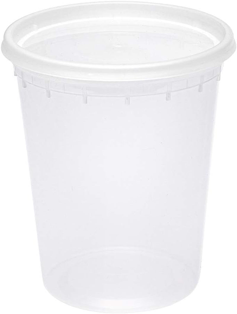 Asporto 8 Ounce to Go Boxes 100 Microwavable round Soup Containers - Clear Plastic Lids Included Do Not Contain BPA Clear Plastic Catering Food Containers Disposable