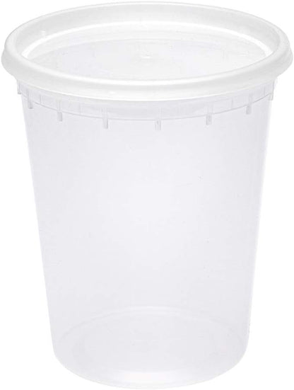 Asporto 8 Ounce to Go Boxes 100 Microwavable round Soup Containers - Clear Plastic Lids Included Do Not Contain BPA Clear Plastic Catering Food Containers Disposable