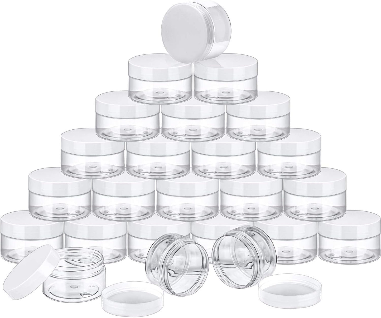 24 Pieces Empty Clear Plastic Jars with Lids round Storage Containers Wide-Mouth for Beauty Product Cosmetic Cream Lotion Liquid Butter Craft and Food (Gold Lid,1 Oz)