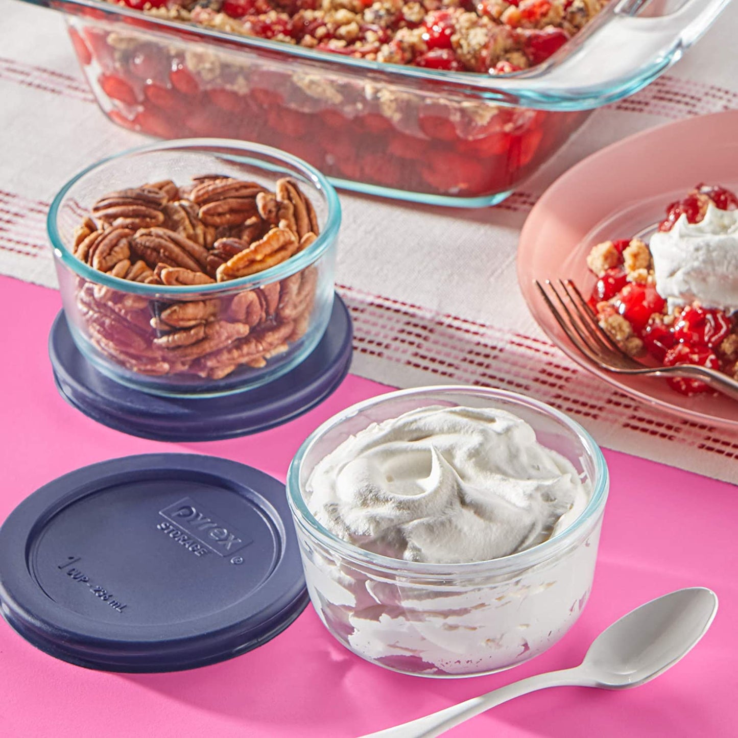 Easy Grab 4-Pack Glass Baking Dish Set (2QT, 3QT) & Food Storage Set (1 Cup) with Bpa-Free Lids, Bakeware and Food Storage Set Combo, Dishwasher, Microwave, Freezer & Pre-Heated Oven Safe