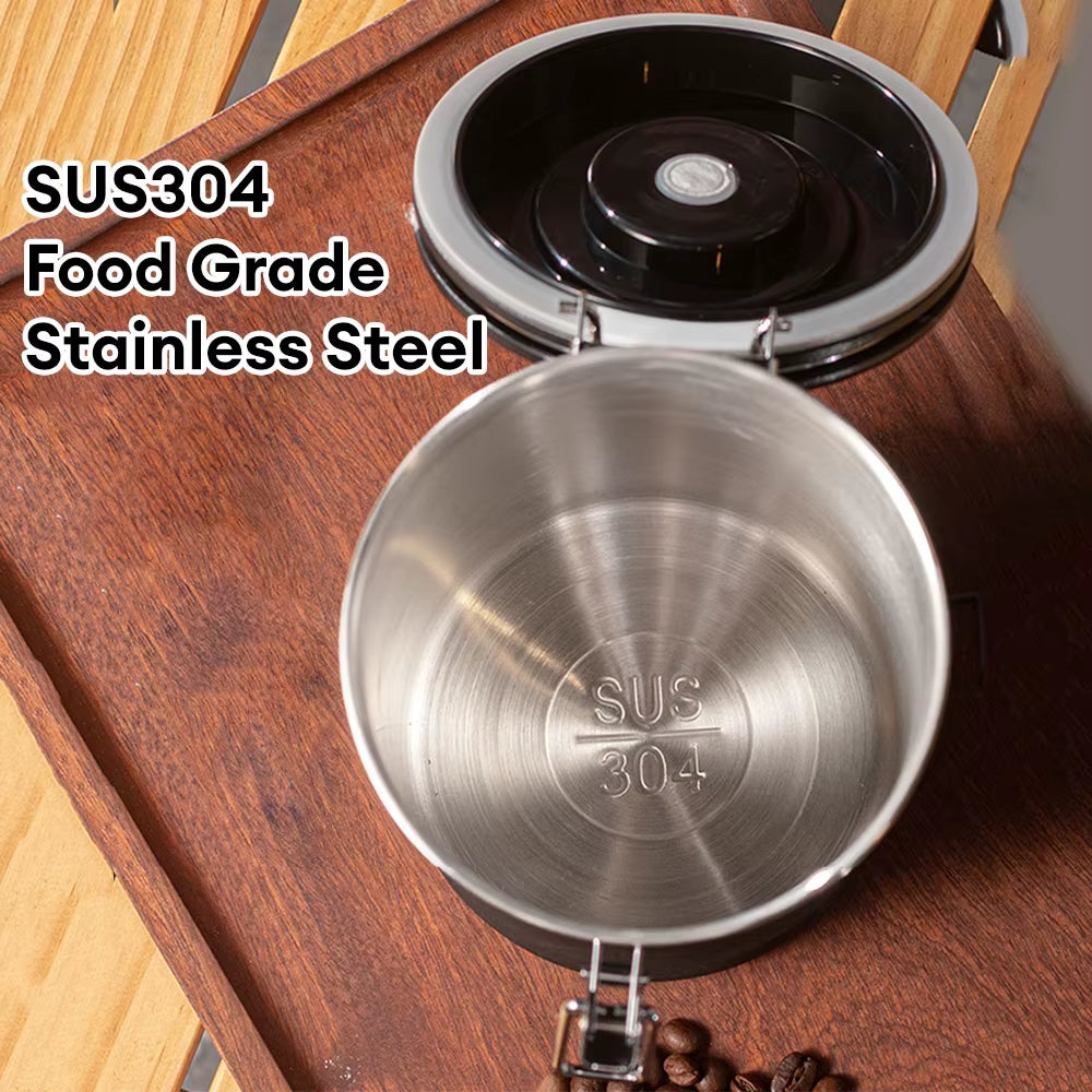 Large Capacity Coffee Storage Container Stainless Steel Coffee Bean Can Sealing Coffee Filling Food Storage Container