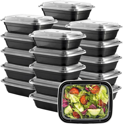 [24 Oz -50 Count 1 Compartment Meal Prep Containers Reusable - Microwaveable, Dishwasher and Freezer Safe, Bpa-Free, Portion Control and Convenience Food Storage with Lids, Stackable