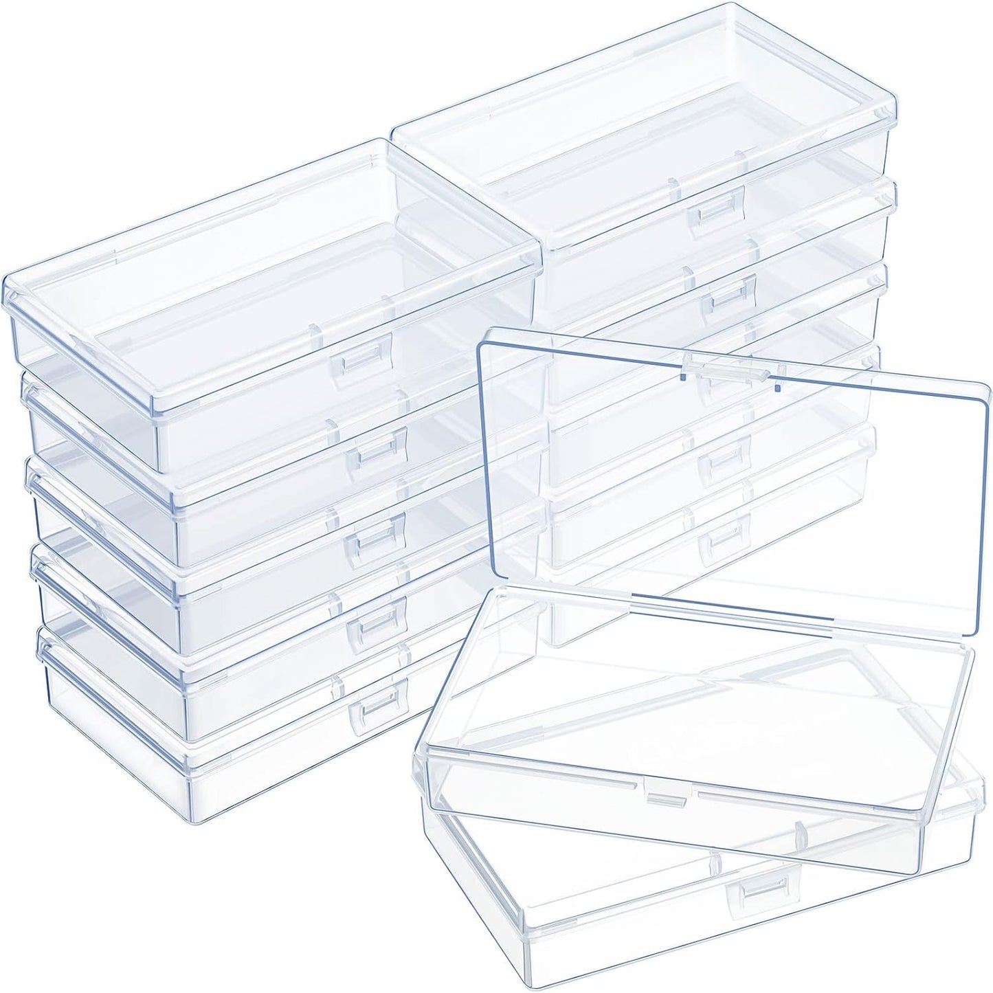 12 Pack Clear Plastic Beads Storage Containers Box with Hinged Lid for Beads and More (1.38 X 1.38 X 0.71 Inch)