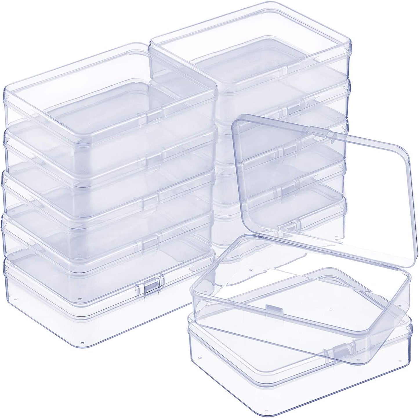 12 Pack Clear Plastic Beads Storage Containers Box with Hinged Lid for Beads and More (1.38 X 1.38 X 0.71 Inch)