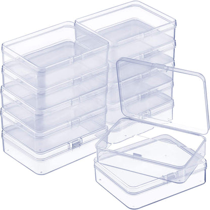 12 Pack Clear Plastic Beads Storage Containers Box with Hinged Lid for Beads and More (1.38 X 1.38 X 0.71 Inch)