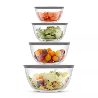 Joyful 4 Piece Glass Black Mixing Bowls Set with Airtight Lids