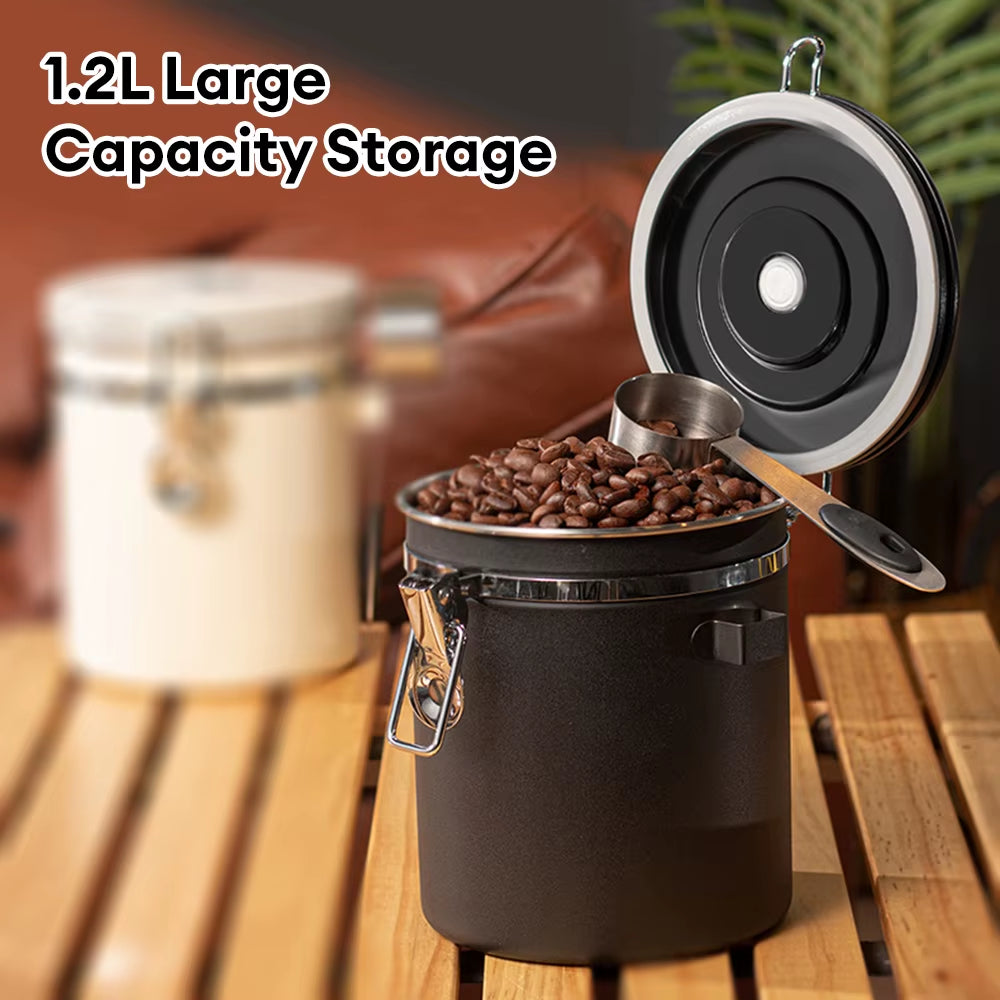 Large Capacity Coffee Storage Container Stainless Steel Coffee Bean Can Sealing Coffee Filling Food Storage Container