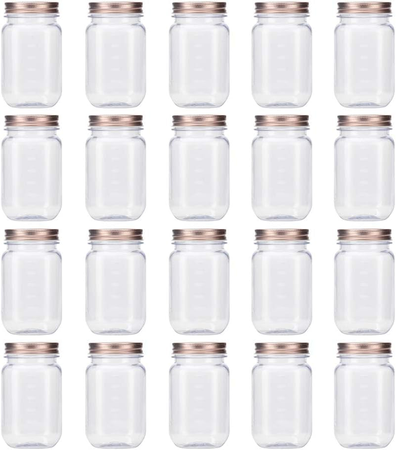 16 Ounce Clear Plastic Jars with Black Lids - Refillable round Clear Containers Clear Jars Storage Containers for Kitchen & Household Storage - BPA Free (10 Pack)