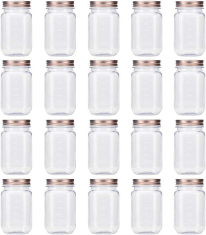 16 Ounce Clear Plastic Jars with Black Lids - Refillable round Clear Containers Clear Jars Storage Containers for Kitchen & Household Storage - BPA Free (10 Pack)