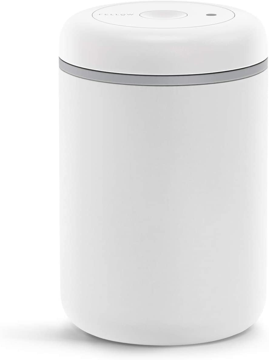 Atmos Vacuum Coffee Canister & Food Storage Container - 1.2 Liter Canister Holds up to 16 Oz of Coffee Beans - Airtight Food Storage Containers - Coffee Containers - 1.2 Liter - Matte White