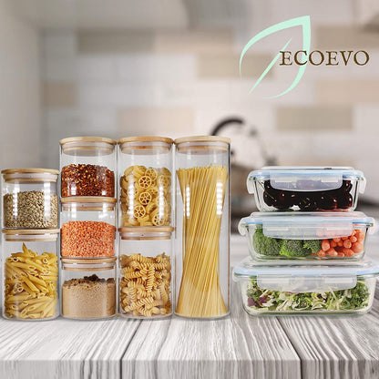 Glass Jars with Bamboo Lids (52Oz in 3 Pack), Glass Food Jars and Canisters Sets, Glass Food Storage Jars with Airtight Lids, Large Glass Canisters with Lids, Glass Pantry Jars