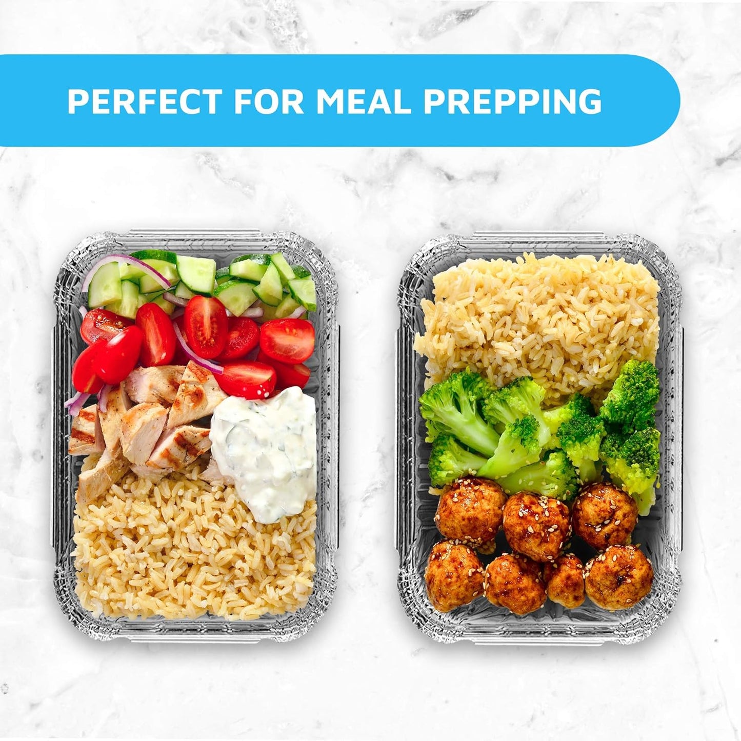 Disposable Takeout Pans with Clear Lids | 2Lb Capacity Aluminum Foil Food Drip Container with Strong Seal for Freshness & Spill Resistance | Earth, Eco-Friendly & Recyclable 100Pack 8X5.5”