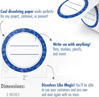 Dissolvable Canning Labels for Jars – 200 Dissolvable Mason Jar Labels - Dissolvable Food Labels for Containers - Jam Homemade Canning Jar Labels Stickers - Removable Mason Jar Labels 2" Blue