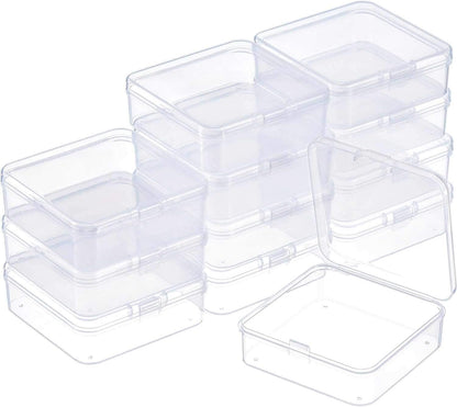 12 Pack Clear Plastic Beads Storage Containers Box with Hinged Lid for Beads and More (1.38 X 1.38 X 0.71 Inch)