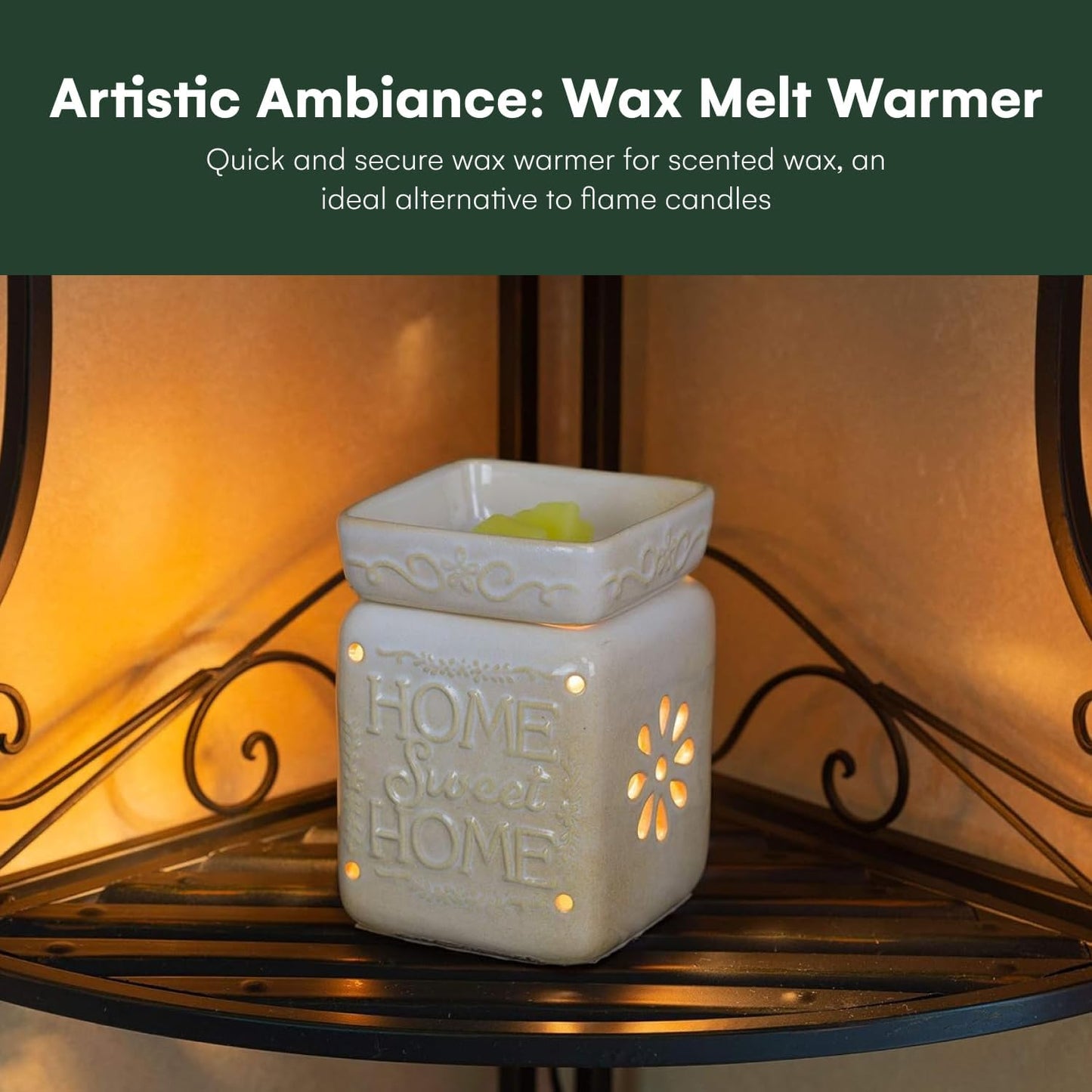 Wall Plug-In Wax Warmer - Ceramic Home Sweet Home Fragrance Candle Warmer and Night Light - for Scented Wax, Essential Oils, Candle Wax Melt Warmer, Tarts - Scentsy Wax Melter and More