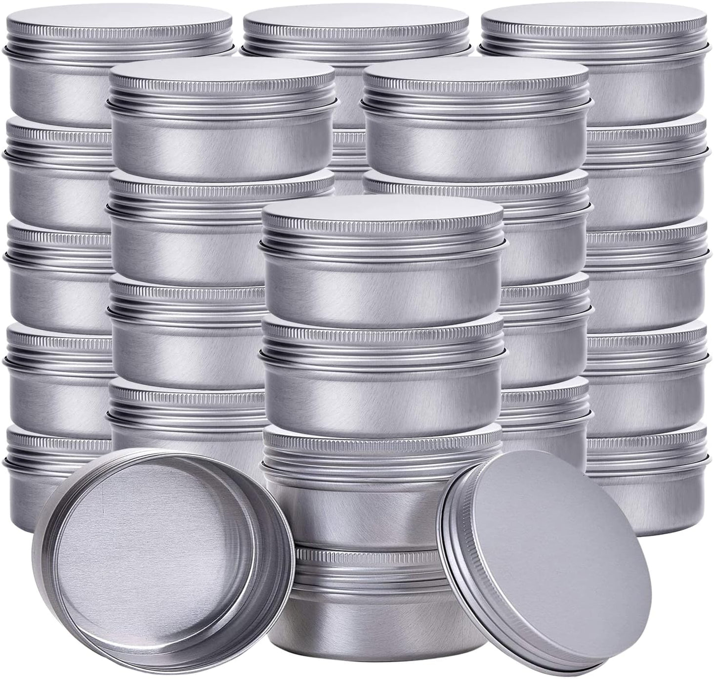 1 Ounce Aluminum Tin Jar Refillable Containers 30Ml Aluminum Screw Lid round Tin Container Bottle for Cosmetic,Lip Balm, Cream, 12 Pack.