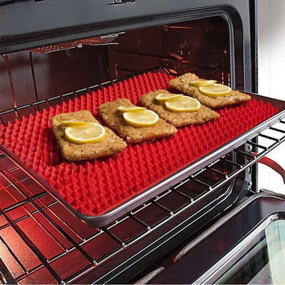 Non-Stick Silicone Pyramid Cooking Mat Baking Mat with Grid Versatile Oven BBQ Cooking Mat Heat-Resistant Mat Kitchen Tools