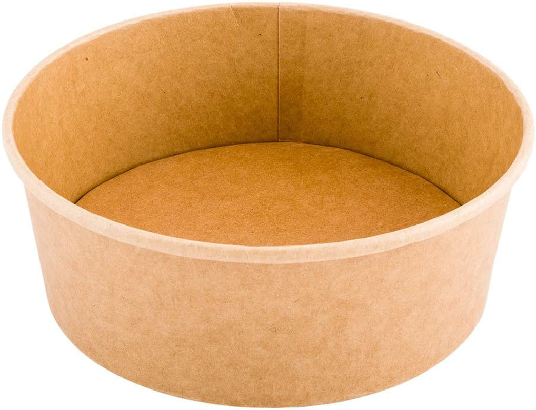 Bio Tek 7.3 X 2.5 Inch to Go Containers 50 Disposable Food Bowls - Sturdy round Kraft Paper Salad Containers Sustainable Serve Salads Appetizers and More