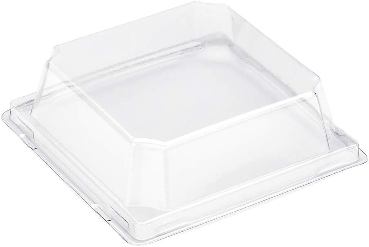 LIDS ONLY: Matsuri Vision 5.5 X 5 X 1.6 Inch Lids for Large Containers 100 Airtight Lids - Containers Sold Separately Raised Design Clear Plastic Lids for Sushi Boxes