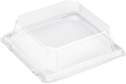 LIDS ONLY: Matsuri Vision 5.5 X 5 X 1.6 Inch Lids for Large Containers 100 Airtight Lids - Containers Sold Separately Raised Design Clear Plastic Lids for Sushi Boxes