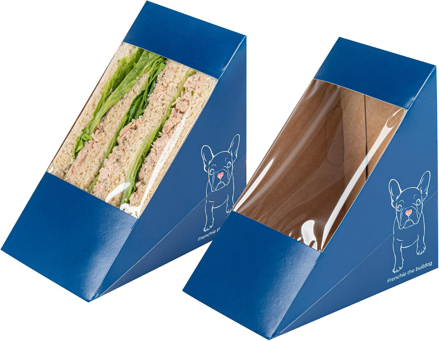 Large Sandwich Wedge Box Sandwich Take Out Box - 4.8" X 3.2" Triangle Sandwich Box with Window - Brown - 25Ct Box