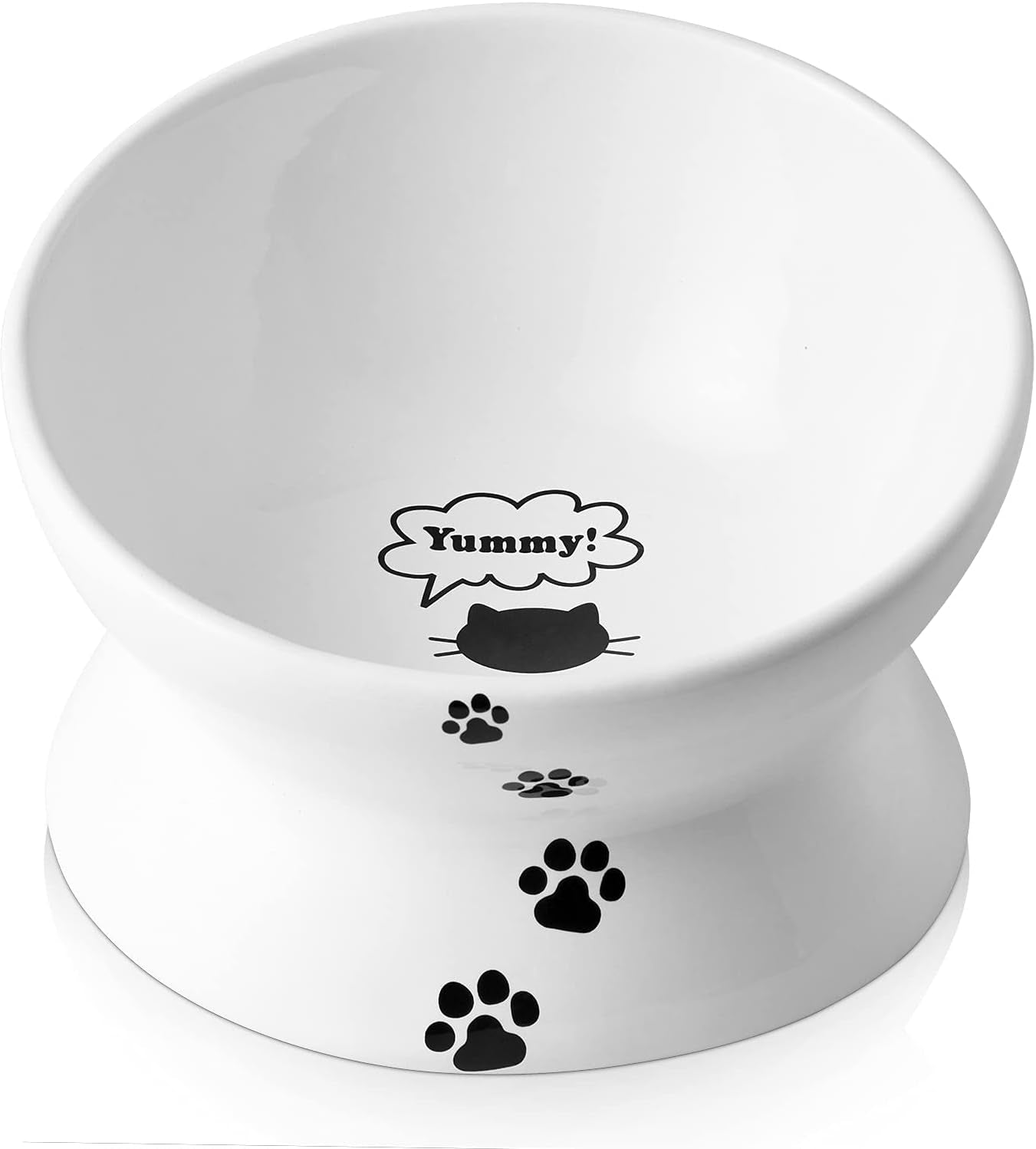 Elevated Cat Food Bowl, Ceramic Raised Cat Bowl, Tilt Angle Protect Cat'S Spine, anti Vomiting Cat Dish, Backflow Prevention, Lake Blue