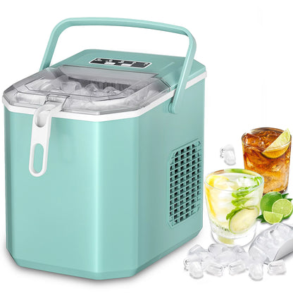 Countertop Ice Maker, 26Lbs/Day, 2 Ice Sizes(S/L), Self-Cleaning W/ Ice Scoop and Basket, Handheld Ice Maker, Green