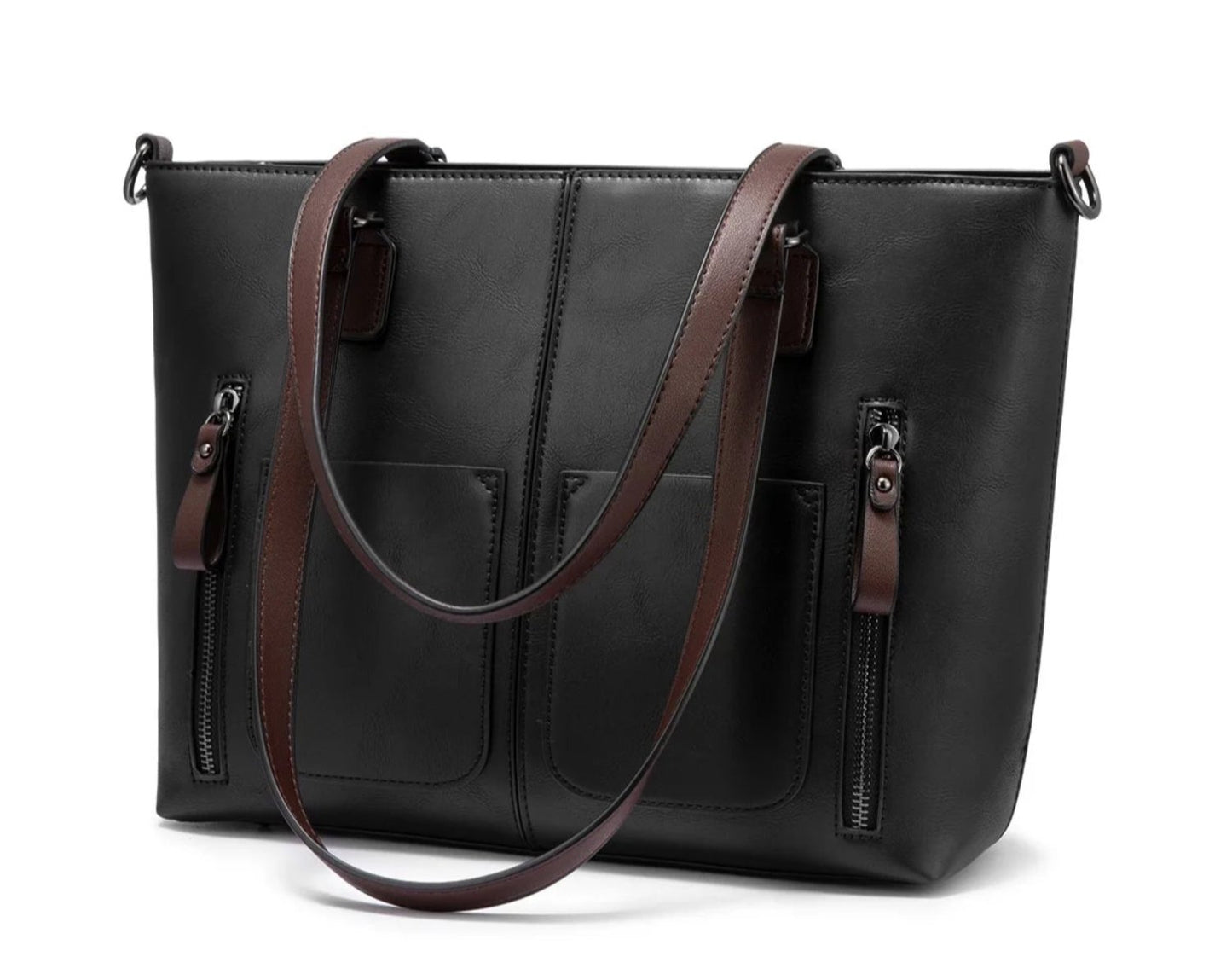 Shoulder Bag for Women Faux Leather Purse Work Bags with Multi-Pockets Designer Handbag Fit for 13.3" Laptop