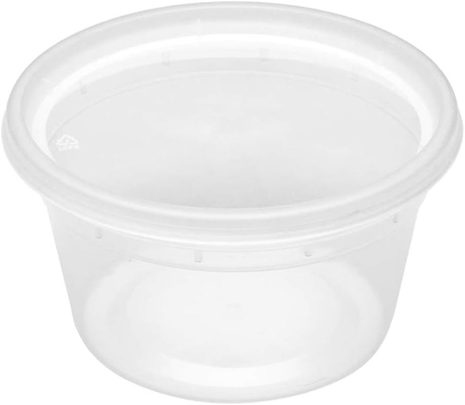 Asporto 8 Ounce to Go Boxes 100 Microwavable round Soup Containers - Clear Plastic Lids Included Do Not Contain BPA Clear Plastic Catering Food Containers Disposable