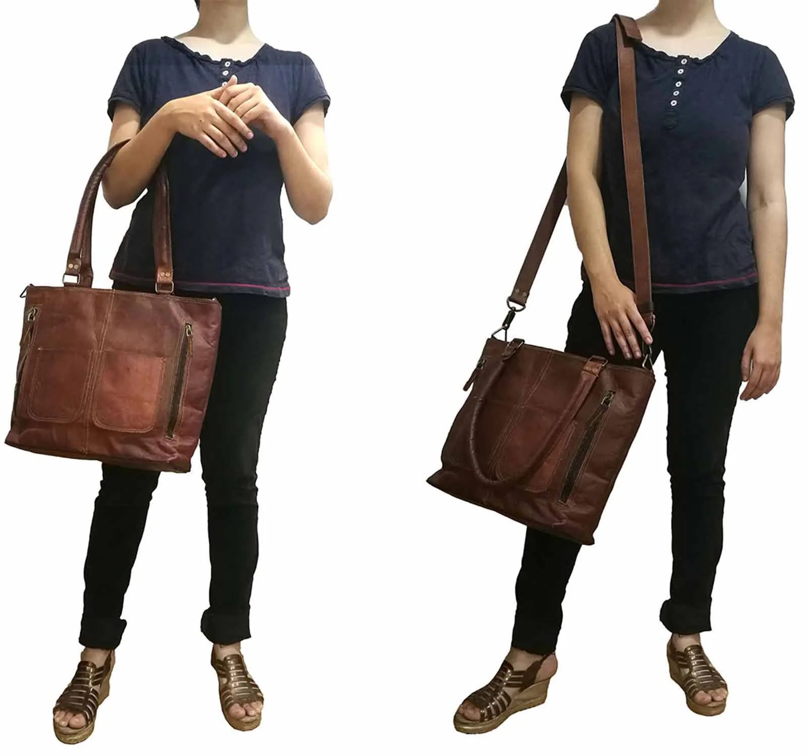 Women'S Cross-Body Business Handbag Shoulder Tote Genuine Leather Shopping Bag