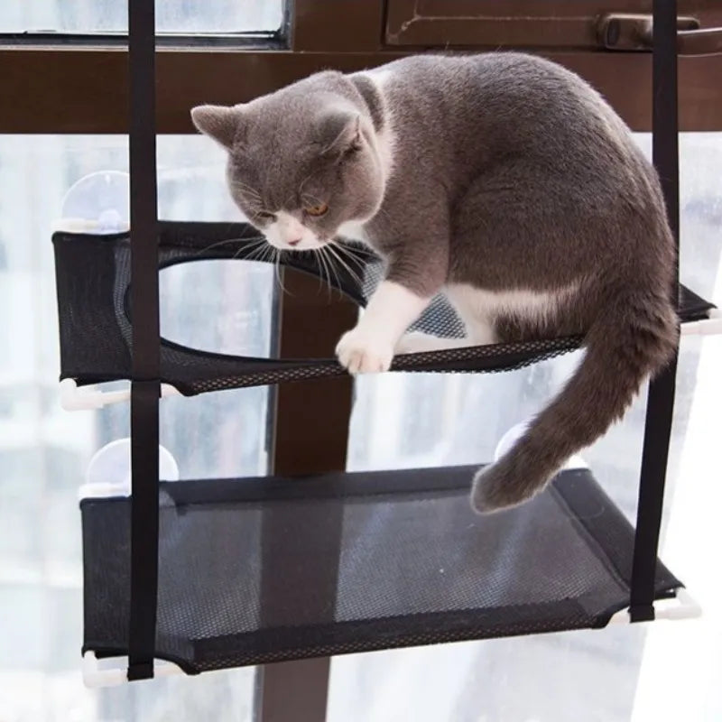 Catnap Castle: 2-in-1 Window Hammock & Tunnel for Feline Fun - Universal Found