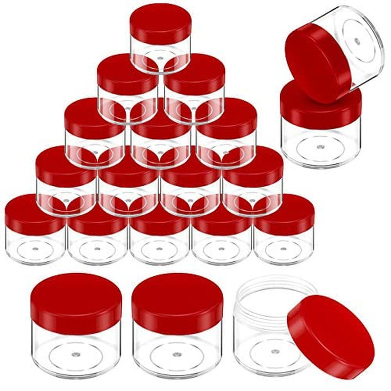 20 Pieces round Pot Jars Plastic Cosmetic Containers Set with Lid for Liquid Creams Sample, 20 Ml/ 0.7 Oz (Black Lid)