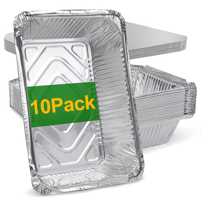 Aluminum Pans with Lids, Disposable Tin Foil Pans 8.5" X 6" 50 Count