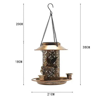 Sunlight Serenade: Solar-Powered Hanging Bird Feeder with Lantern - Universal Found