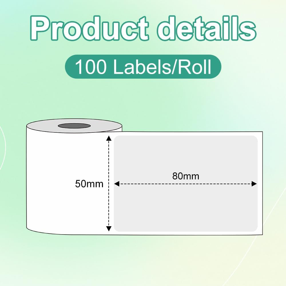 Label Maker Paper,  M110 Labels for Small Business, Multi-Purpose White Thermal Paper for  M110 M120 M221 M200 M220 Printer, Black on White, 1.97"X3.15"(50X80Mm), 100Labels/Roll