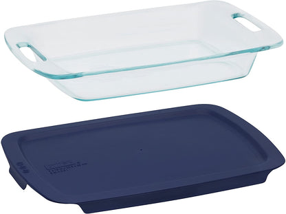 Easy Grab 4-Pack Glass Baking Dish Set (2QT, 3QT) & Food Storage Set (1 Cup) with Bpa-Free Lids, Bakeware and Food Storage Set Combo, Dishwasher, Microwave, Freezer & Pre-Heated Oven Safe