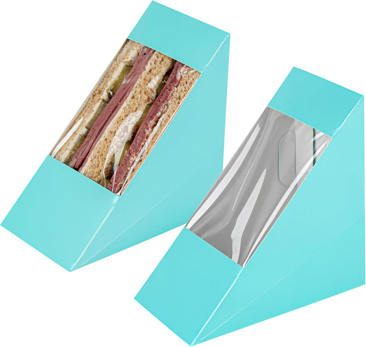 Large Sandwich Wedge Box Sandwich Take Out Box - 4.8" X 3.2" Triangle Sandwich Box with Window - Brown - 25Ct Box